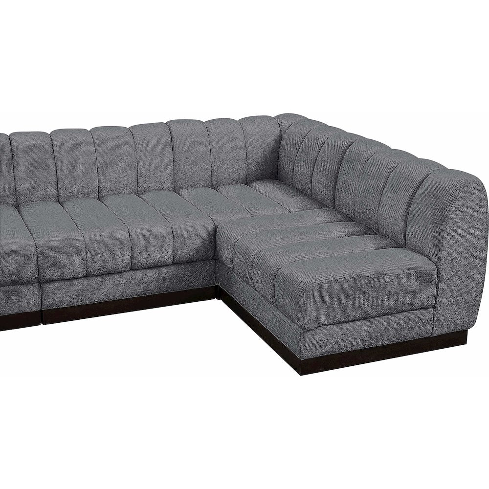Quinn Grey Chenille Fabric Modular Sectional