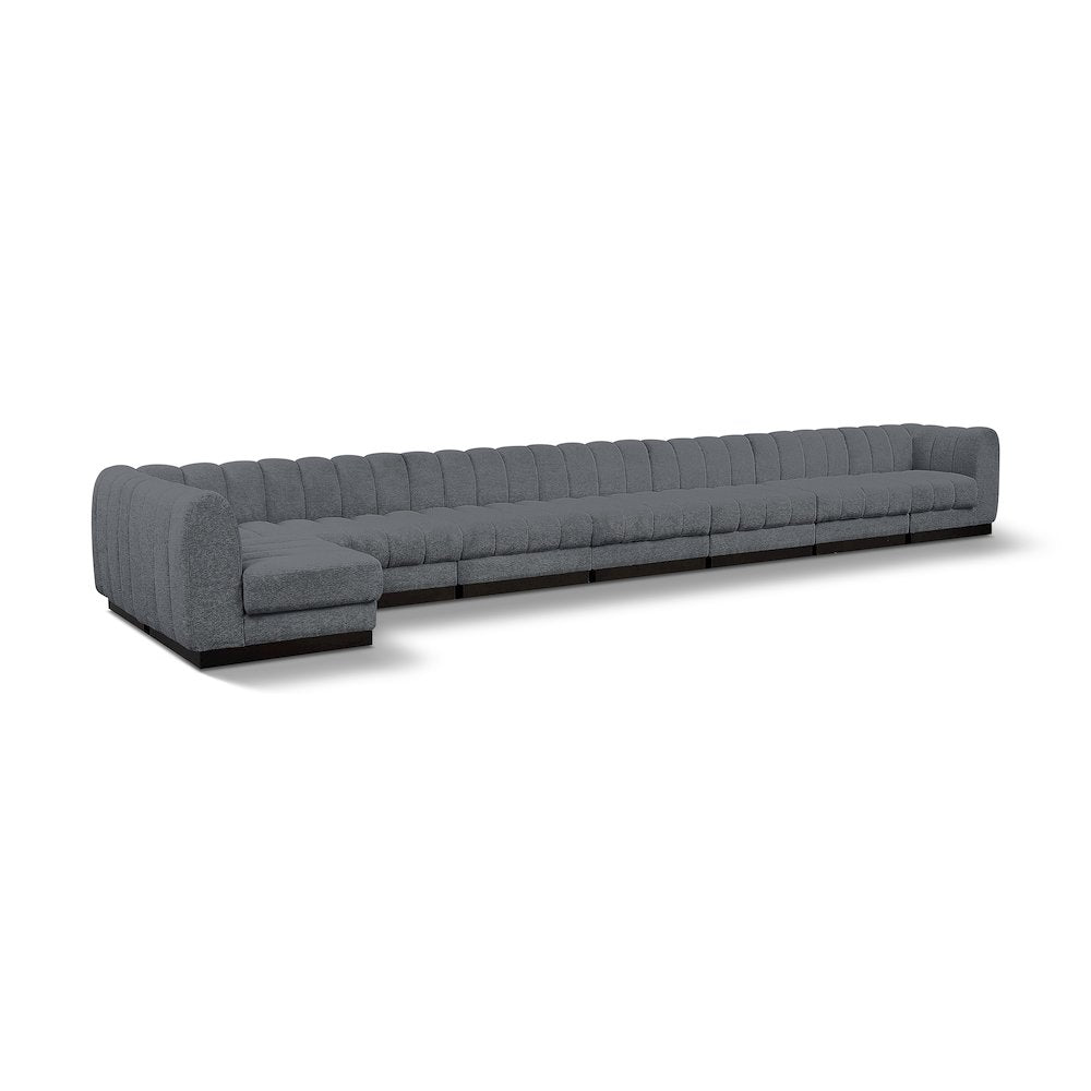 Quinn Grey Chenille Fabric Modular Sectional