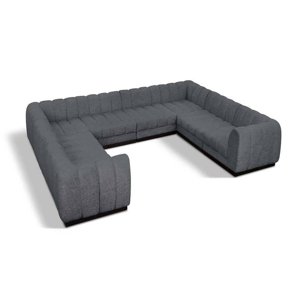 Quinn Grey Chenille Fabric Modular Sectional