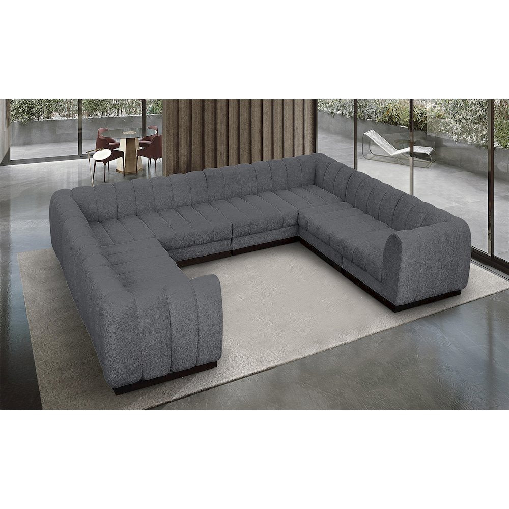 Quinn Grey Chenille Fabric Modular Sectional