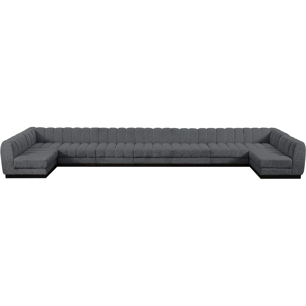 Quinn Grey Chenille Fabric Modular Sectional