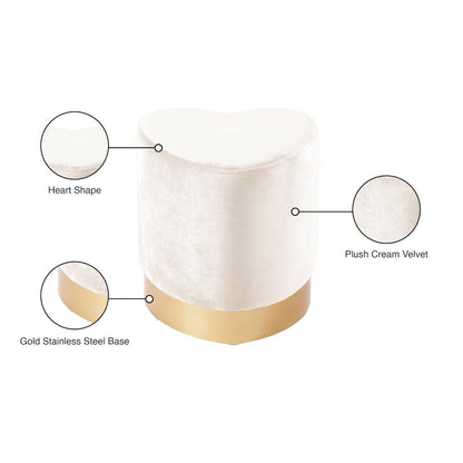Heart Cream Velvet Ottoman/Stool