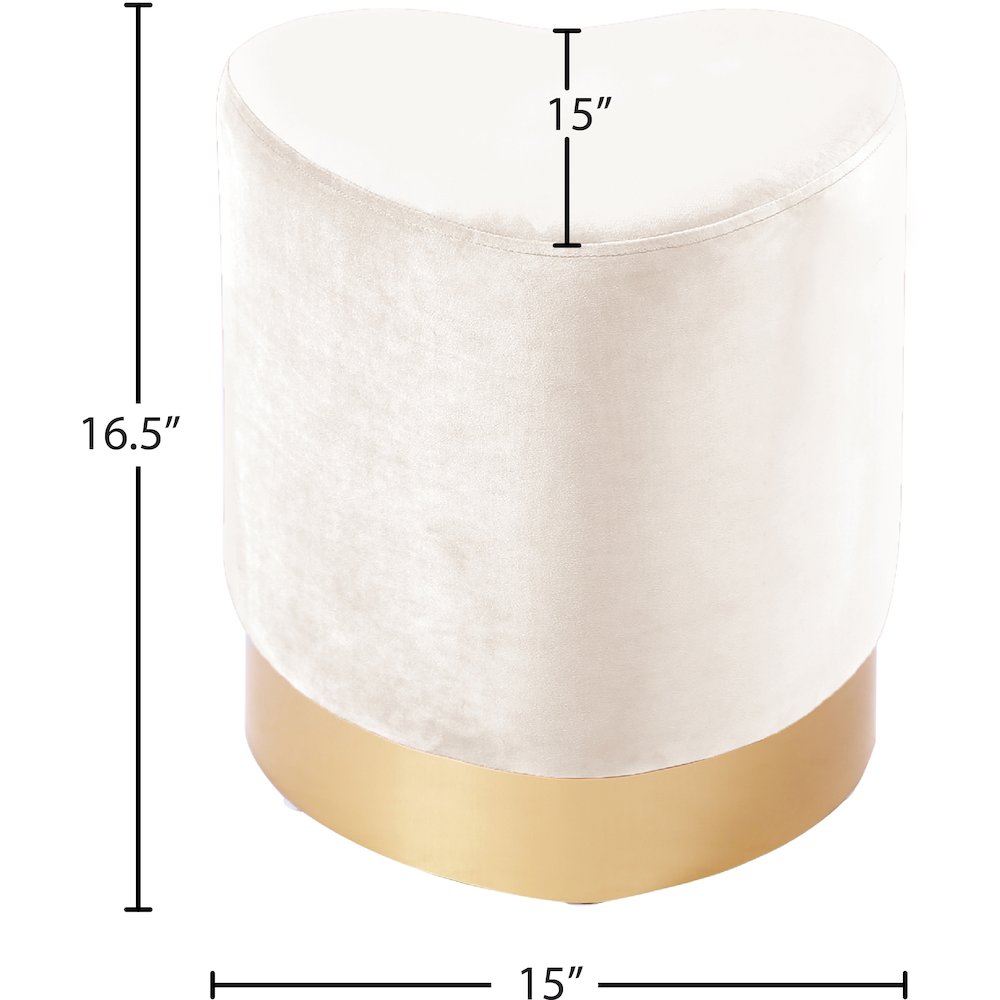 Heart Cream Velvet Ottoman/Stool