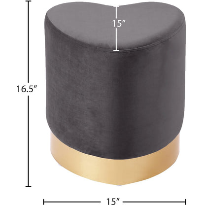 Heart Grey Velvet Ottoman/Stool