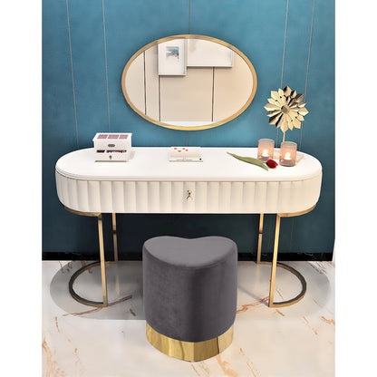 Heart Grey Velvet Ottoman/Stool
