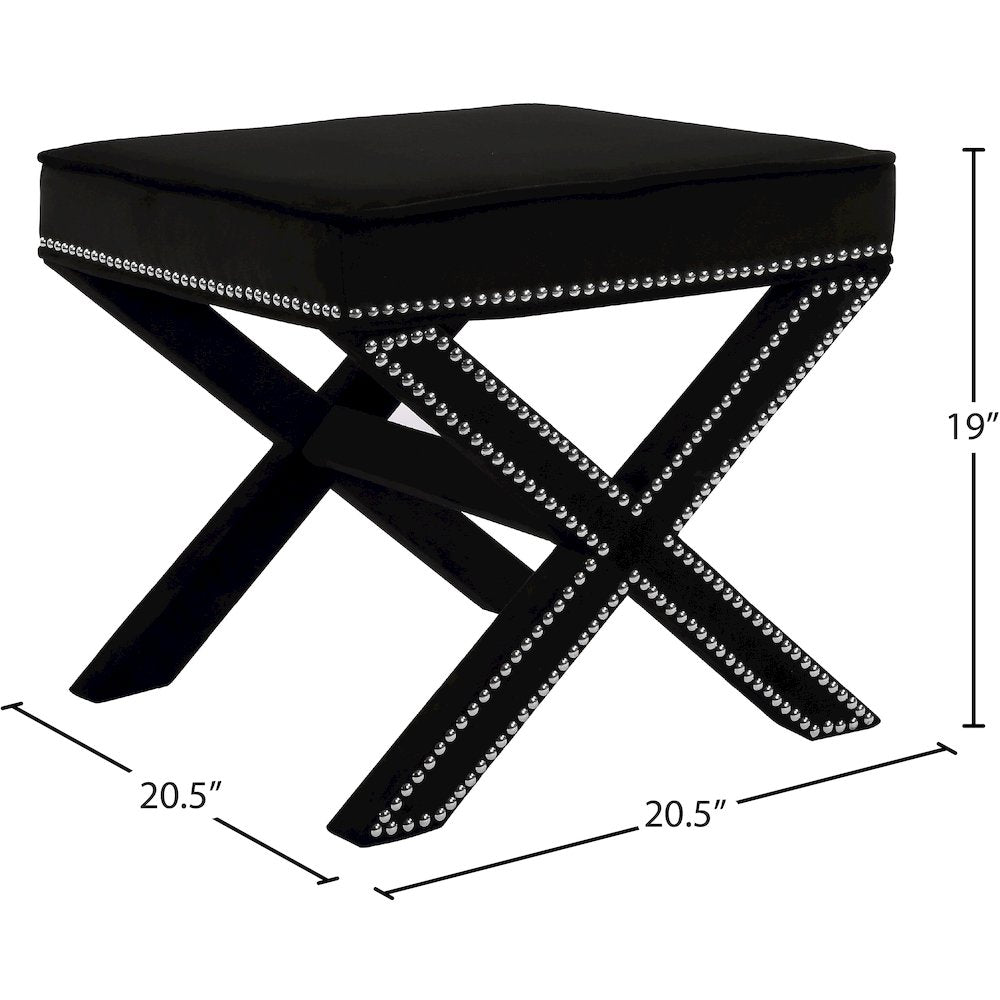 Nixon Black Velvet Ottoman/Bench