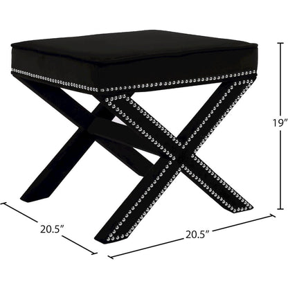 Nixon Black Velvet Ottoman/Bench