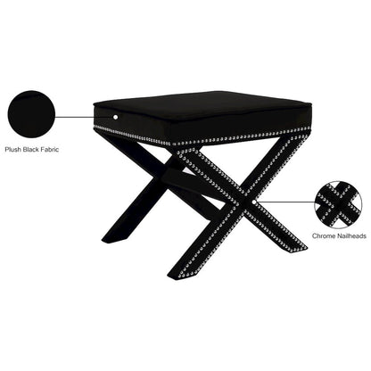 Nixon Black Velvet Ottoman/Bench