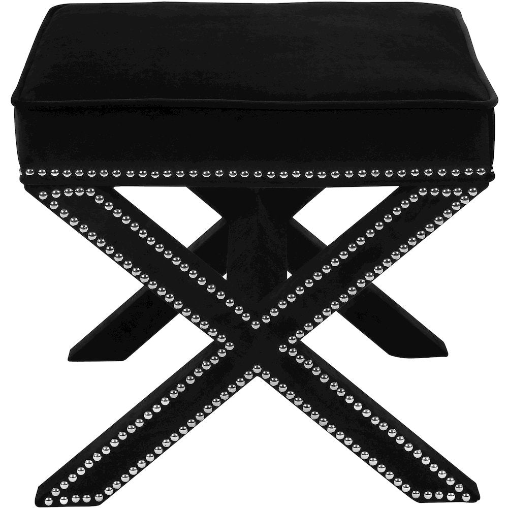 Nixon Black Velvet Ottoman/Bench