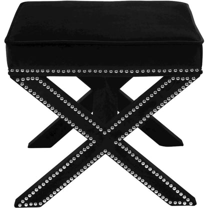 Nixon Black Velvet Ottoman/Bench