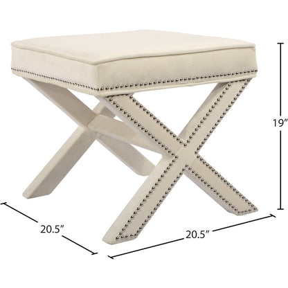 Nixon Cream Velvet Ottoman/Bench