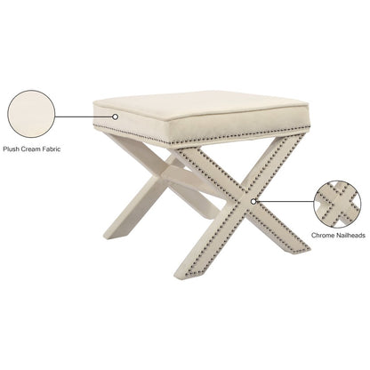 Nixon Cream Velvet Ottoman/Bench