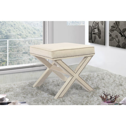 Nixon Cream Velvet Ottoman/Bench