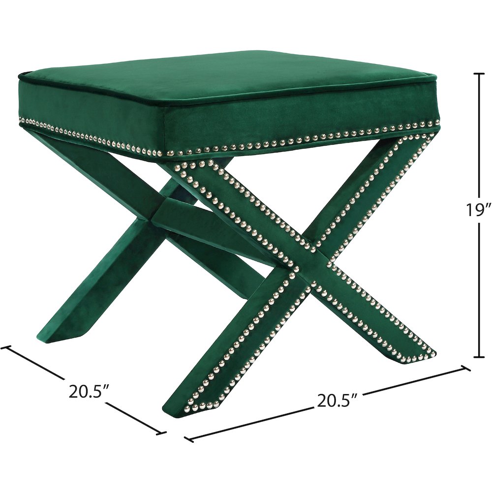 Nixon Green Velvet Ottoman/Bench