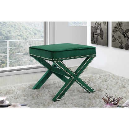 Nixon Green Velvet Ottoman/Bench