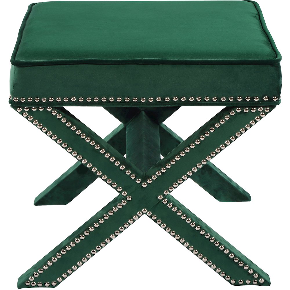 Nixon Green Velvet Ottoman/Bench