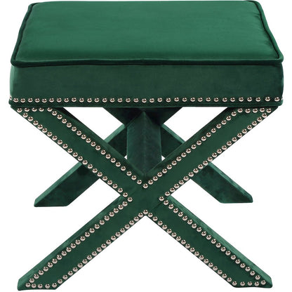 Nixon Green Velvet Ottoman/Bench