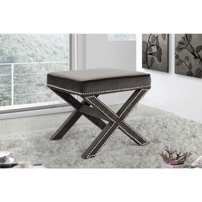 Nixon Grey Velvet Ottoman/Bench