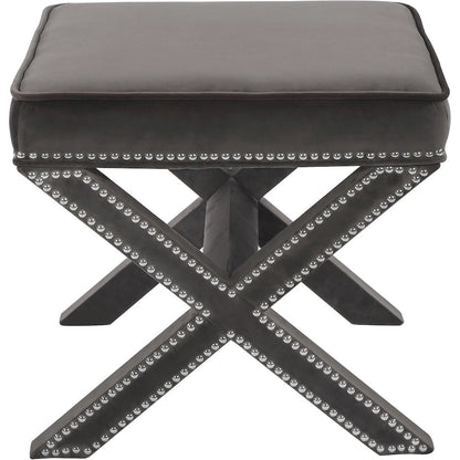 Nixon Grey Velvet Ottoman/Bench