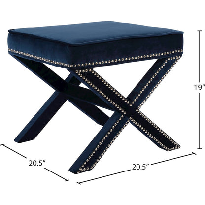 Nixon Navy Velvet Ottoman/Bench