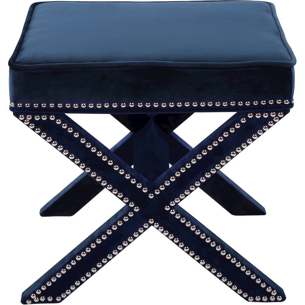 Nixon Navy Velvet Ottoman/Bench