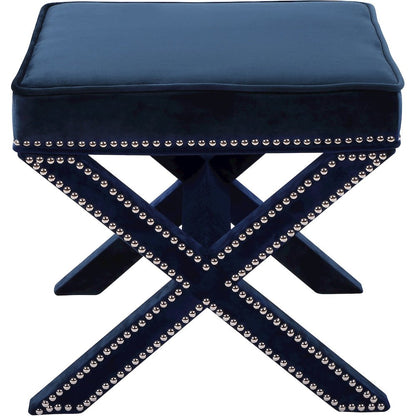 Nixon Navy Velvet Ottoman/Bench
