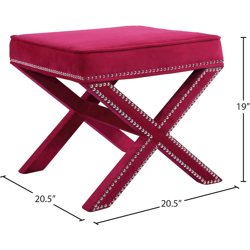 Nixon Pink Velvet Ottoman/Bench