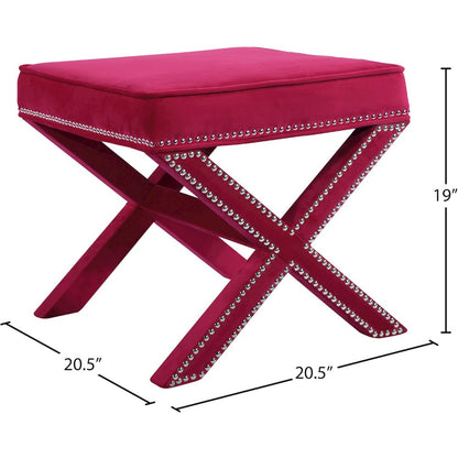 Nixon Pink Velvet Ottoman/Bench