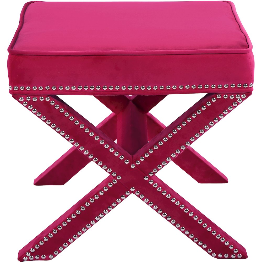 Nixon Pink Velvet Ottoman/Bench
