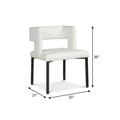 Matte Black Vegan Leather Dining Chairs Set of 2 with Contemporary Design