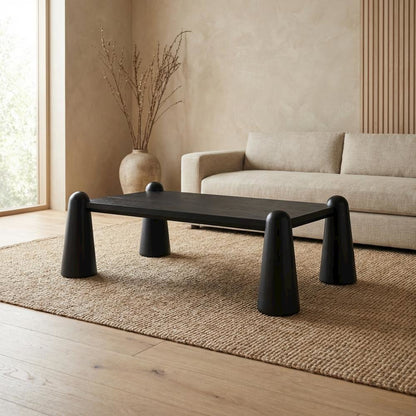 Black Coffee Table with Art Deco Finish and Sturdy Construction