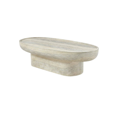 Concrete Indoor/Outdoor Coffee Table with Travertine Finish and Art Deco Style