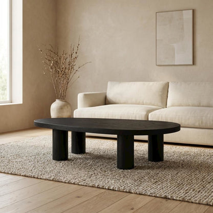 Art Deco Black Coffee Table with Black Oak Finish, Sturdy Construction