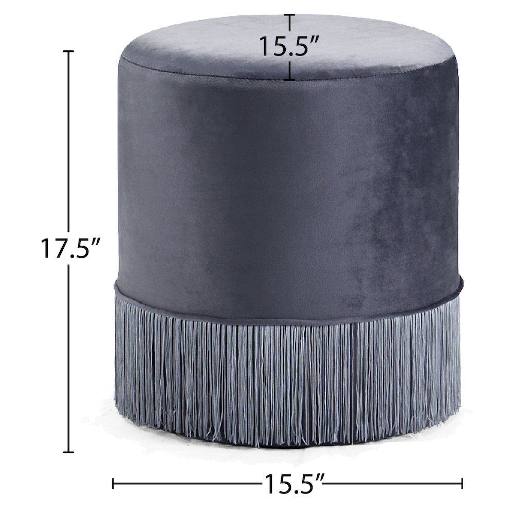 Teddy Grey Velvet Ottoman/Stool