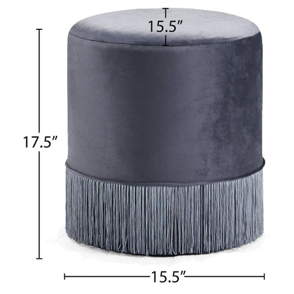 Teddy Grey Velvet Ottoman/Stool