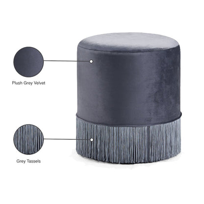 Teddy Grey Velvet Ottoman/Stool