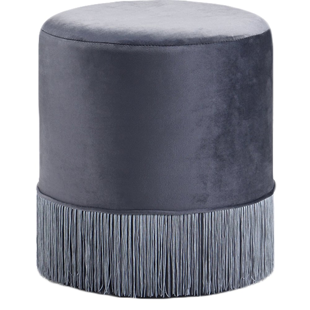 Teddy Grey Velvet Ottoman/Stool