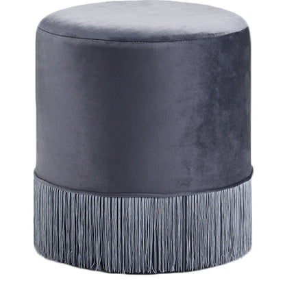 Teddy Grey Velvet Ottoman/Stool