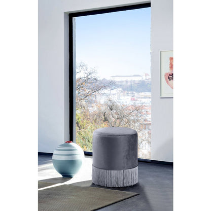 Teddy Grey Velvet Ottoman/Stool