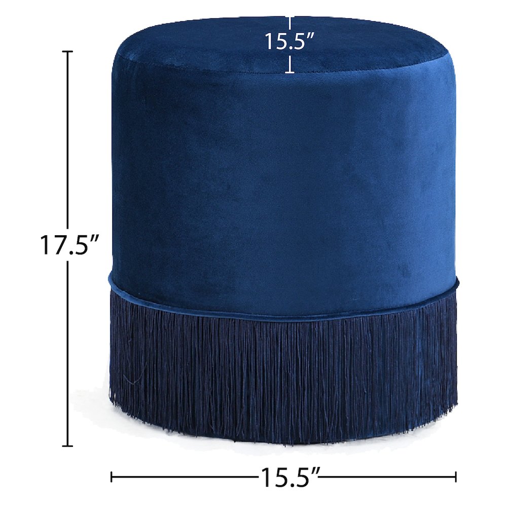 Teddy Navy Velvet Ottoman/Stool