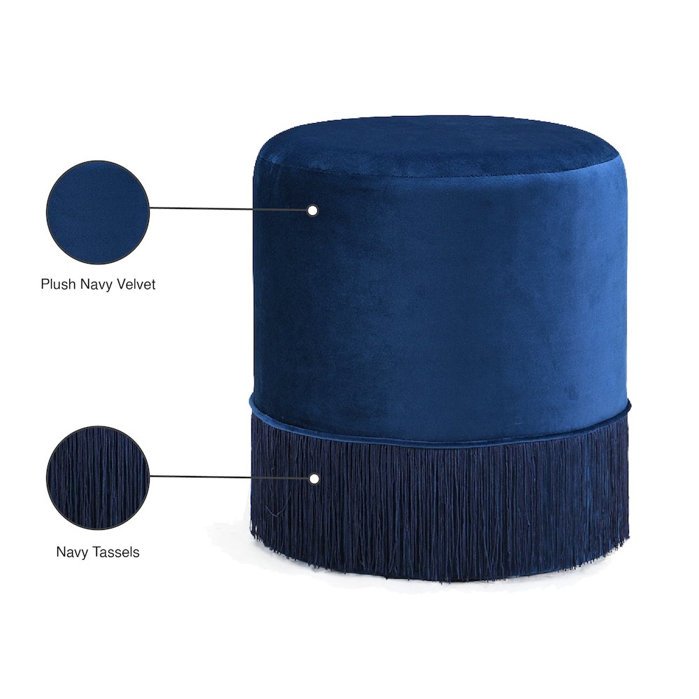 Teddy Navy Velvet Ottoman/Stool