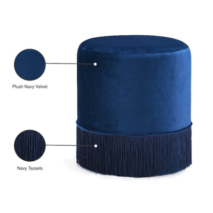 Teddy Navy Velvet Ottoman/Stool