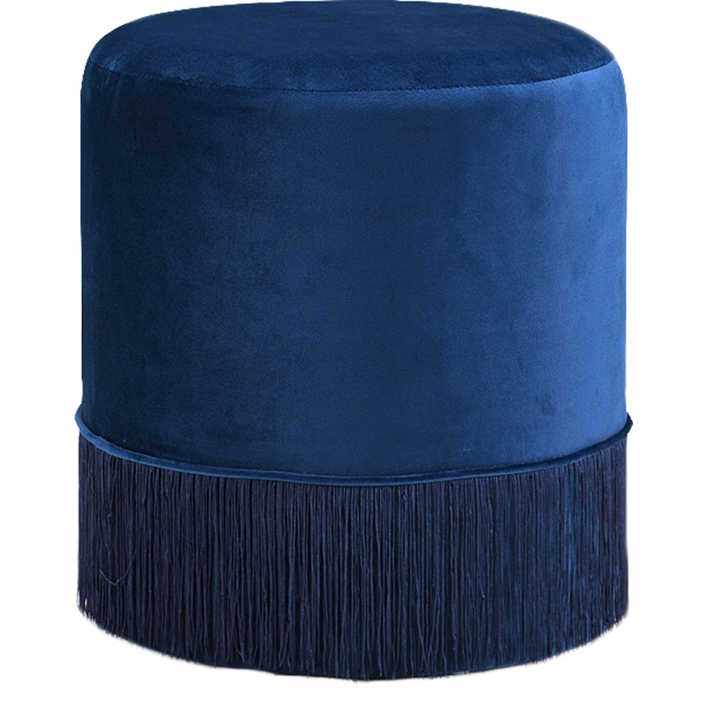 Teddy Navy Velvet Ottoman/Stool
