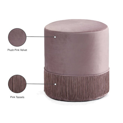 Teddy Pink Velvet Ottoman/Stool