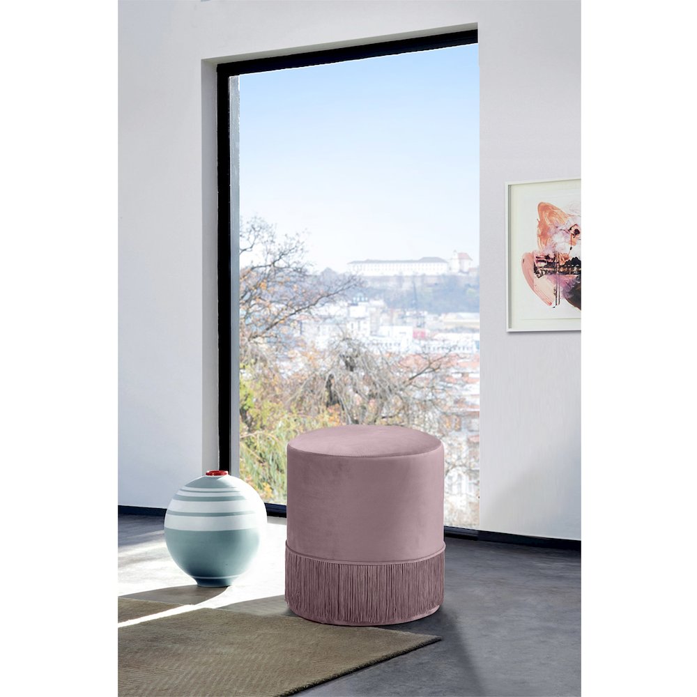 Teddy Pink Velvet Ottoman/Stool