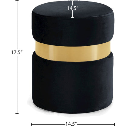 Hailey Black Velvet Ottoman/Stool