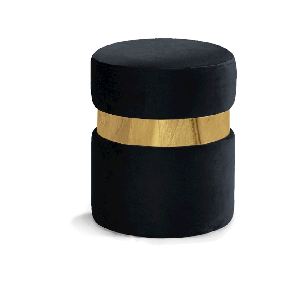 Hailey Black Velvet Ottoman/Stool