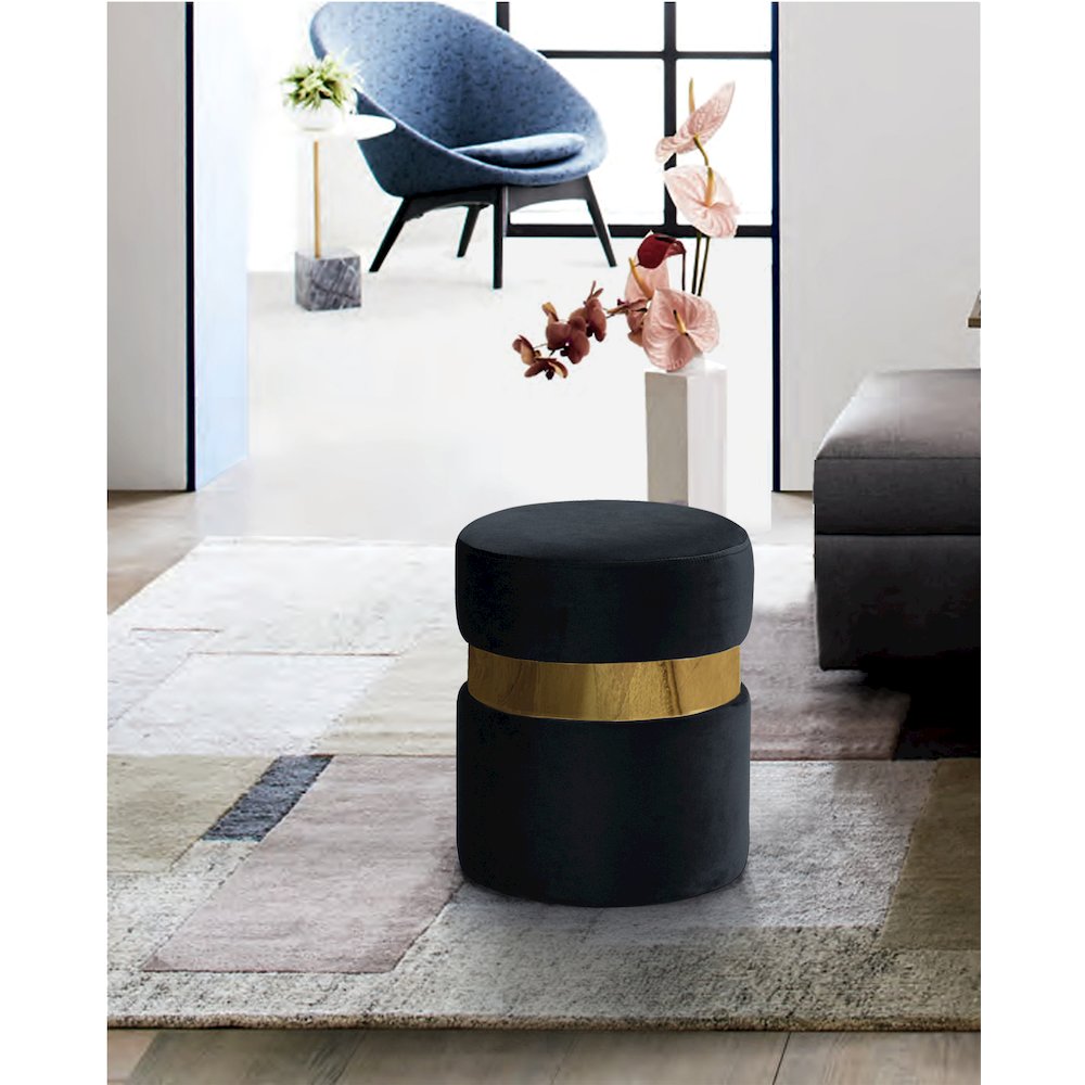 Hailey Black Velvet Ottoman/Stool