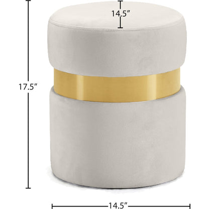 Hailey Cream Velvet Ottoman/Stool