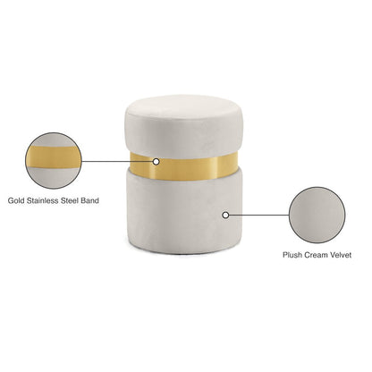 Hailey Cream Velvet Ottoman/Stool